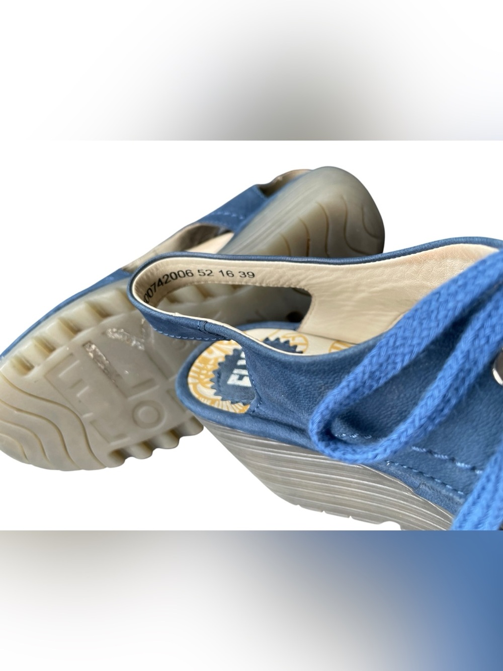 Fly London Ylva blue lace-up wedge slingback sandals in size 39 - Picture 5 of 11